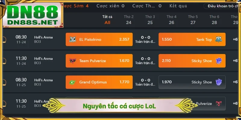 Nguyên tắc cá cược LoL